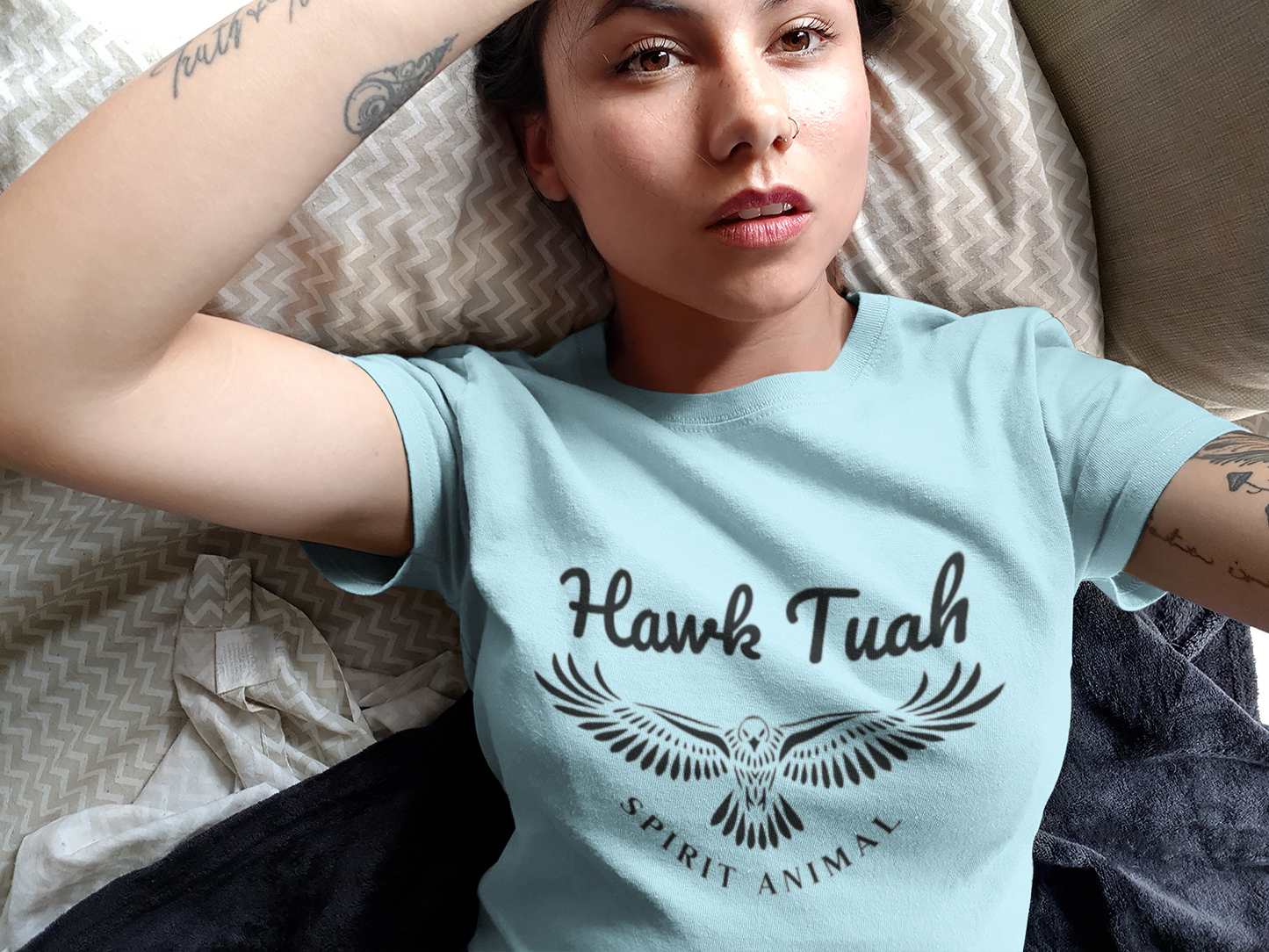 Hawk Tuah Spirit Animal Native American T Shirt funny viral TikTok Shirt (Multiple Color Options)